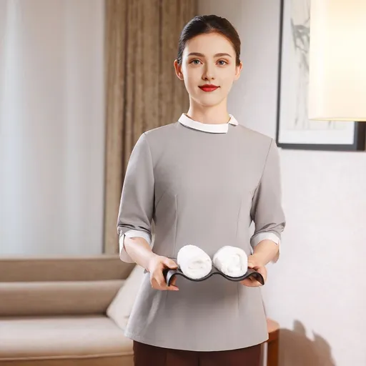 Breathable Long Sleeve Room Attendant Workwear with Stain-Resistant Fabric for 5-Star Hotels