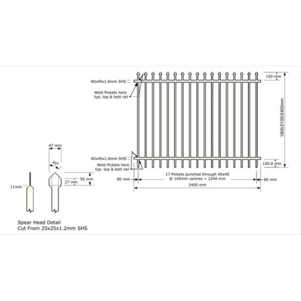 Australia Standard Powder Coated Commercial Garrison Security Oz Wide Fence