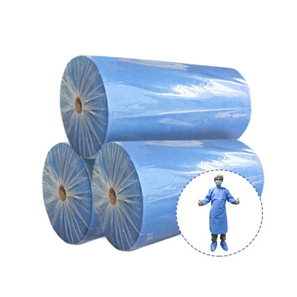 Anti Static Medical Blue SMS Non Woven Fabric 80gram For Protective Cloth