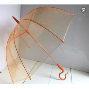 Orange Transparent Bubble Umbrella / Foldable Umbrella Fibreglass Frame / Ribs