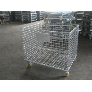 Steel U Shape Buckle Collapsible Wire Container For Distribution