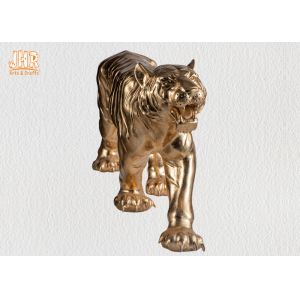 Large Gold Leafed Polyresin Animal Figurines Tiger Sculpture Table Statue