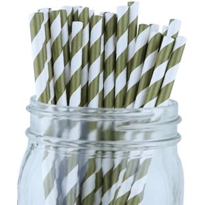 Yellow And White Striped Paper Straws