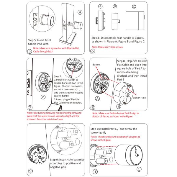 Wifi Cylinder Lock Zinc Alloy Round Home Gate Tubular Knob Lock