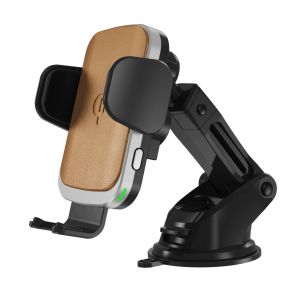 Cell Phone Holder PU Leather 10w Qi Car Wireless Charger