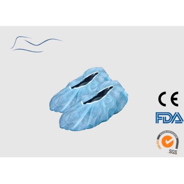 Buy Non Slip Disposable Shoe Covers Light Blue Color ISO Certification 41CM Length at wholesale prices