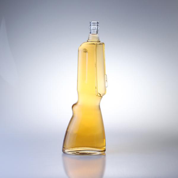500ml Whisky Glass Bottle Gun Shape Open Mold 700ml Vodka Bottle for Beverage Industry