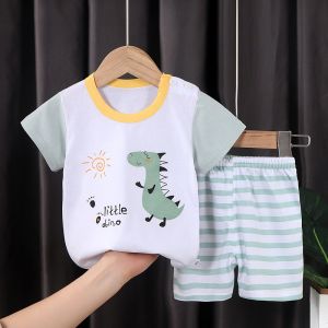 100% Cotton Summer Children's Outfit Sets Short Sleeve T-shirt Set