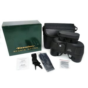 Adults Black 7X50 Waterproof Binoculars Telescope With Rangefinder Compass