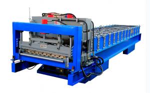 PLC Control Glazed Roof Tile Roll Forming Machine With Cr12 Tool Steel Cutter