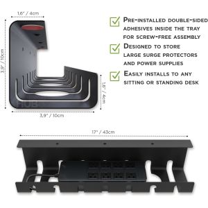 Under Desk Cable Management Tray 43*10*10cm Non-folding Rack Organizer for Wire