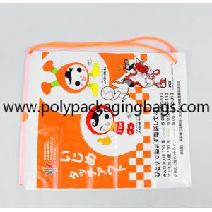 Cartoon 0.06mm PE Drawstring Shoulder Bag For Outing