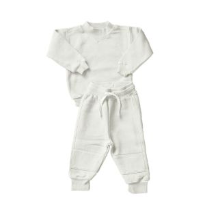 Unisex Kids 300gsm Fleece Cotton Sweatshirt Set Ribbed Neck Pullover Sweater