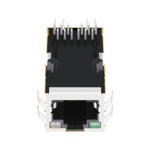 0826-1L1T-57-F 10/100BASE-T POE Single Port RJ45 MagJack Tab Up With G/GY Led