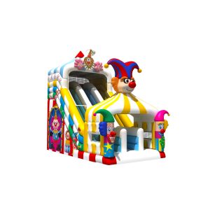 Funny PVC Digital Painting High Inflatable Dry Slide Circus Clown