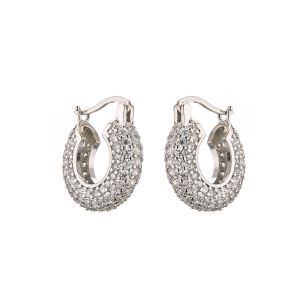 Micro Pave Sterling Silver Hoop Earring