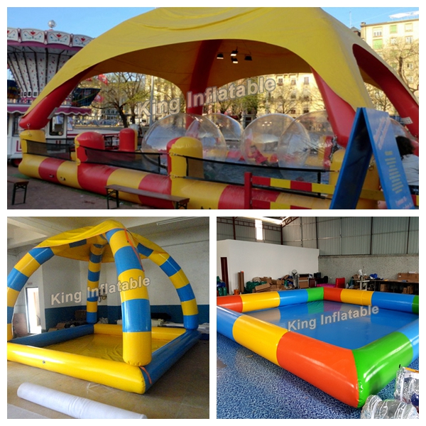 Yellow Inflatable Swimming Pool In Polygonal / Rectangle Shape For Outdoor Use