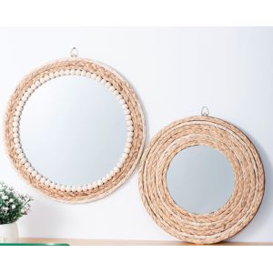 Design Natural Bathroom Large Wall Decorative Woven Custom Framed Wooden Rattan