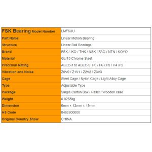 LMF6UU Linear Motion Bearings Round Flanged Bushing 6mm × 12mm × 19mm