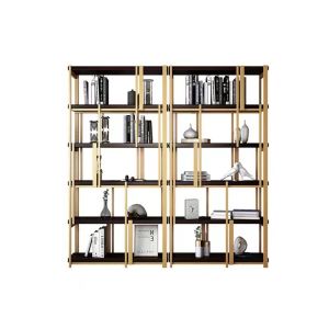Quality Custom Modern Stainless Steel Hotel Furniture Bookshelf Display Cabinet Gold for sale