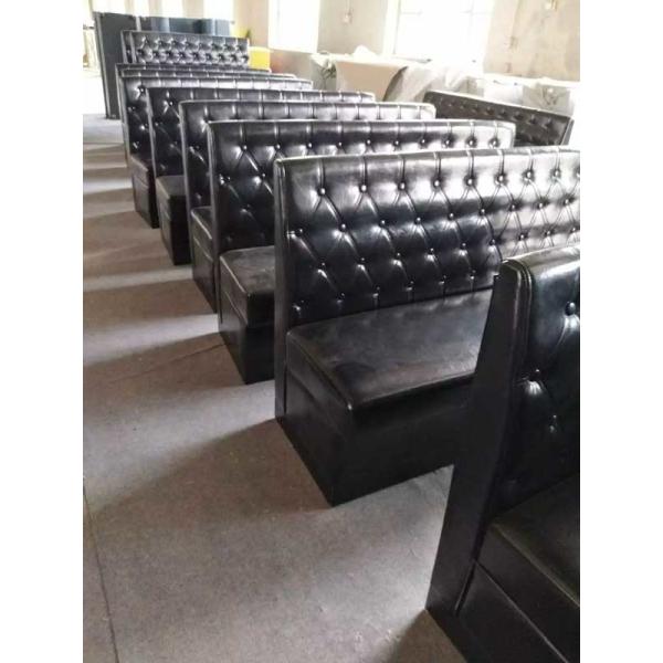 Custom Restaurant Furniture Button Tufted Black Commercial Booth Seathing