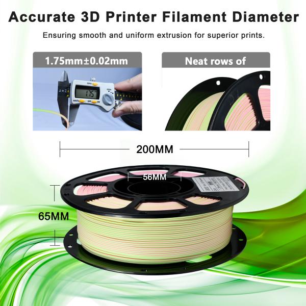 PLA Matte 3D Printing Filament 1000g Matte Pink Green 1.75mm PLA+ Dual Color Filament3D Printing Consumable
