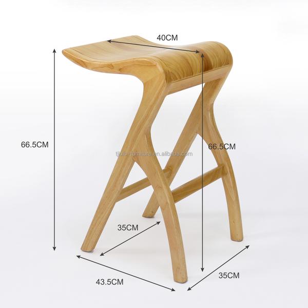 Customized Designs Vintage Solid Wood Bar Stool W35*D43.5*66.5CM for High Living Room Wood Dining Chair