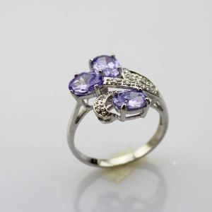 Fashion Jewelry 925 Silver Ring with Cubic Zircon Three Stones Ring(R0098)