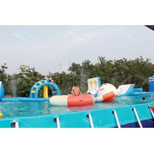 Large Size Commercial Inflatable Water Park / Obstacle Course For Amusement Park