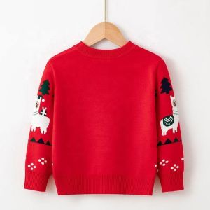 customized 100% cotton cartoon jacquard kids christmas sweater knit jumpers
