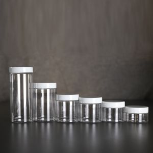 Clear Round Plastic Cosmetic Storage Pot With Lid