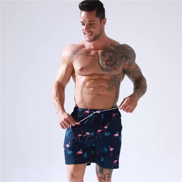 Printed Mens Beach Wear Shorts Quick Drying Comfortable Mens Swimming Trunks