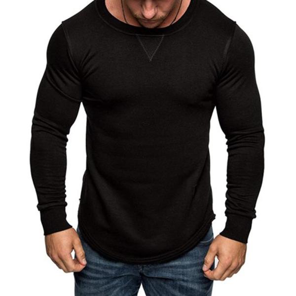 Manufacturer Fashionable Spandex Polyester Long Sleeve Muscle Slim Blank Men T Shirts