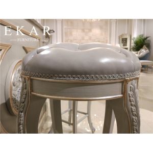 Luxury Classic Wood Stool Leather Antique Bar High Chair
