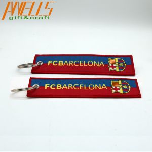 PMS Custom Woven Keychain Eyelet Attachment Merrowed Border