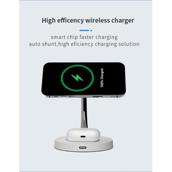 3 Level LED Night Light Wireless Double Charging Stand With Short Circuit Protection