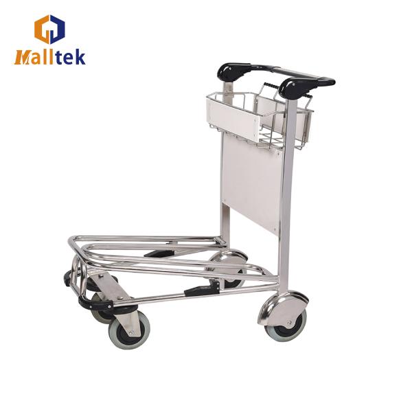 Stainless Steel Airport Trolley Load 250KG 2 Tier 4 Wheels With Brakes