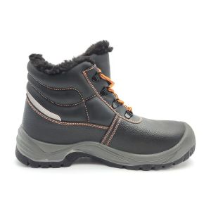 Black Winter Safety Shoes Durable Wool Lined Waterproof Boots Unisex