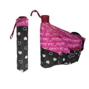 21 Inches Pink Edge Fiberglass Frame Foldable Umbrella