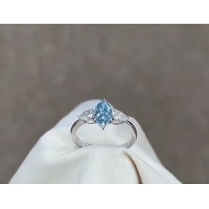 Synthetic Blue Lab Diamond Jewelry Marquise Cut Engagement Ring