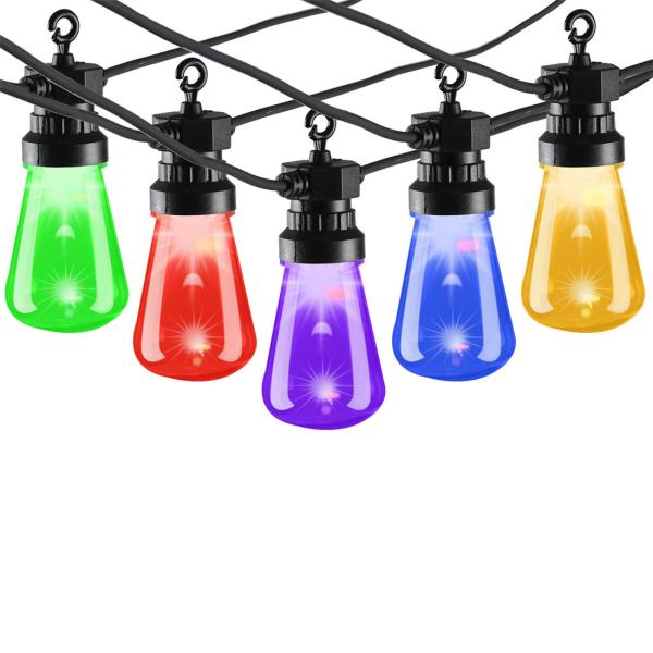 LED Outdoor String Lights 48FT with 2W Dimmable Plastic Bulbs Decorative LED Café Patio Light , Porch Market Light