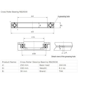 RB25030UUCSP5F high precision cross roller slewing bearing 250*330*30mm