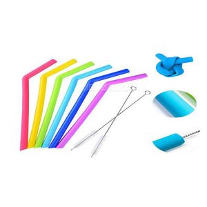 Smoothie Reusable Silicone Drinking Straws Environmentally Friendly FDA Approval