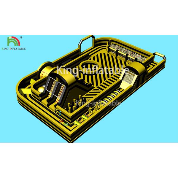 Yellow Inflatable Bounce House Amusement Park With Obstacle / Tunnels