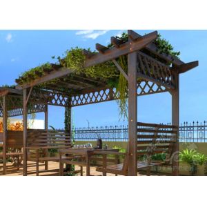 Fibreglass Frame Wood Imitated Garden Grape Trellis For Rest Areas