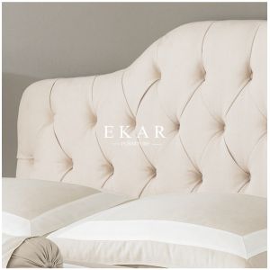 New Simple Double Bed Design in Woods Tufted Bed