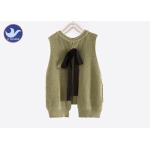 Cotton Girls Turquoise Sweater Sleevesless Vest Pointelle Back Open With