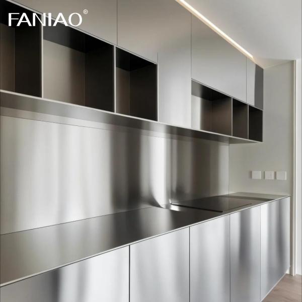 Factory Price Modern Style Design Aluminum Kichen Luxury Island Complete Stainless Steel Kitchen Cabinet