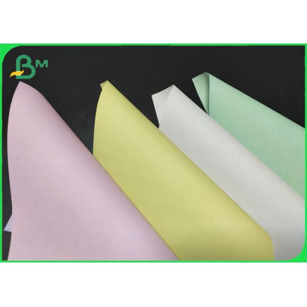 Wood Pulp Yellow Blue 48gsm 52gsm Blank Carbonless Paper Rolls For Receipt Printing