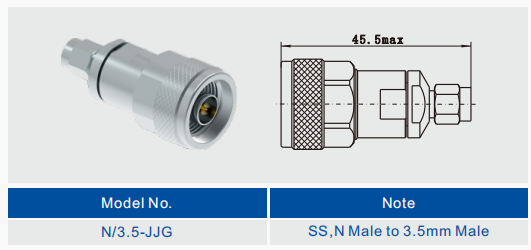 Straight N Female/Male To 3.5mm Wave Male / Female RF Coax Adapters With Stainless Steel Housing